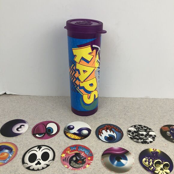 Retro Kaps Pogs 20 Pogs 2 Metal Slammers Storage Tube - Picture 8 of 8